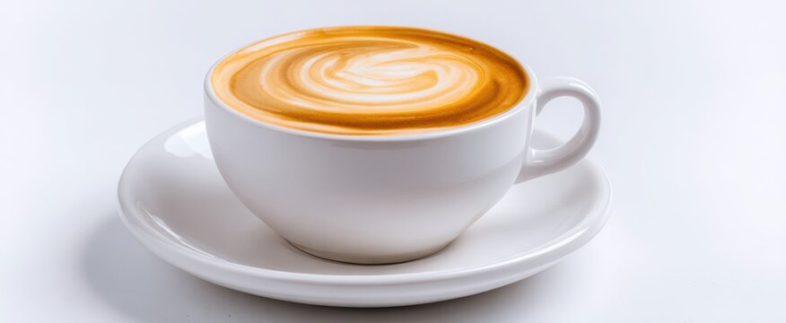 The inviting cup of cappuccino with beautiful swirling foam.