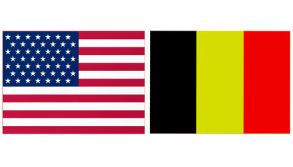 USA America Official flag with Belgium national flag, both countries flags in Horizontal shape and isolated on white background
Rectangular colorful design Flag with together.