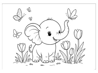 Hand Draw Cute Animal, Student, Kids, School Coloring Book Illustrations