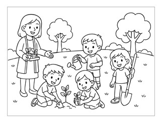 Hand Draw Cute Animal, Student, Kids, School Coloring Book Illustrations