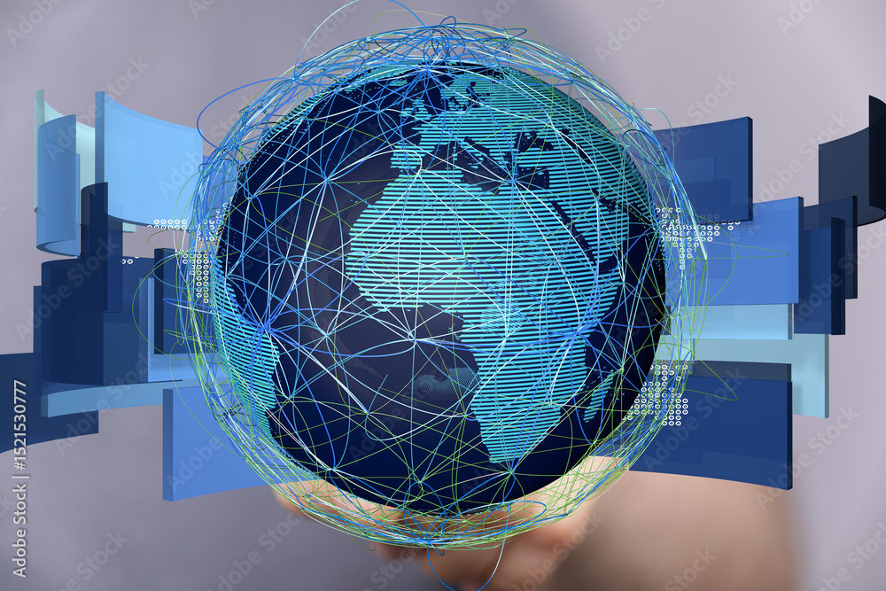 Leinwandbilder abstract image of a digital world, representing global connectivity and data flow.