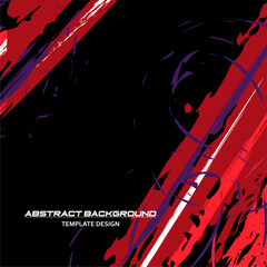 Red and Black Abstract Background with Sportly Style and Grunge Effect. Brush Stroke Illustration Vector, Poster. Scratch Texture Elements For Design Template