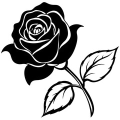 Obraz premium Vintage black rose floral vector illustration with delicate petals and leaves, perfect for a seamless tattoo design or elegant nature art