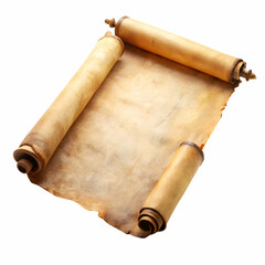 Rolled parchment paper isolated on white background ideal for announcements and elegant designs