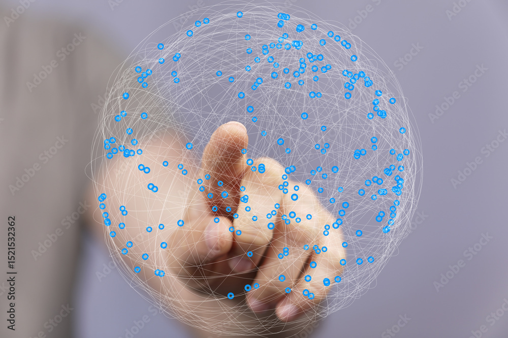 Leinwandbilder abstract image of a hand interacting with a digital network sphere. represents global connection, te