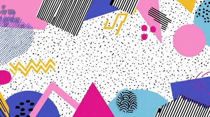 Obraz premium Vibrant abstract background with geometric shapes and playful 80s retro aesthetics