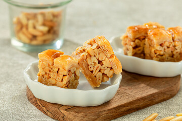 Baklava with pine nuts, Arabic Middle Eastern dessert.