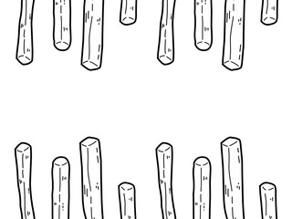 French fries simple minimalist and cute seamless pattern. Pommes frites doodle pattern. For packaging and banner design. Fry potato. Fast food design