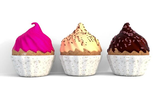 cupcakes on white background animation