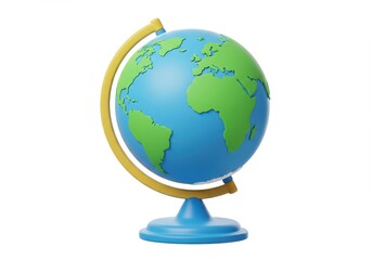 Illustration of a blue and green globe isolated on white background