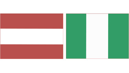 Obraz premium Latvia Official flag with Nigeria national flag, both countries flags in Horizontal shape and isolated on white background Rectangular colorful design Flag with together.