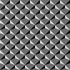 3D geometric cube pattern in grayscale. Seamless isometric square tiles with shadow illusion. Perfect for backgrounds, packaging, wallpaper, and branding