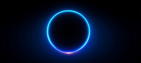 Obraz premium Blue Gradient, Minimalistic Neon Circle on Dark Background, Abstract Digital Design Element