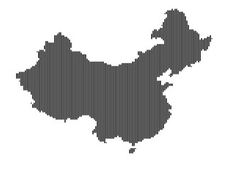 Vertical Lines Vector Map of China Large