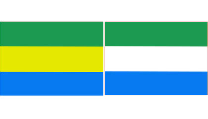 Gabon Official flag with Sierra Leone national flag, both countries flags in Horizontal shape and isolated on white background
Rectangular colorful design Flag with together.