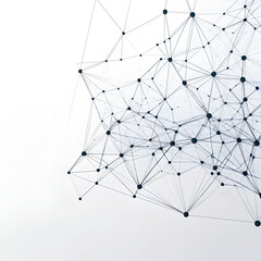 Abstract tech network connection dots. Digital technology and big data analysis background. White background with plexus lines. Geometric background with abstract mesh
