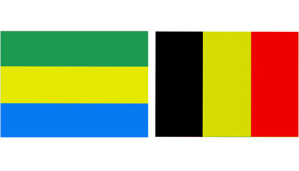 Gabon Official flag with Belgium national flag, both countries flags in Horizontal shape and isolated on white background
Rectangular colorful design Flag with together.