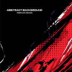 Vector Red and Black Abstract Background Vector with Sportly Style and Grunge Effect. Brush Stroke Illustration Vector, Poster. Scratch Texture Elements For Design Template