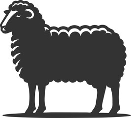Black drawing silhouette of a sheep vector illustration