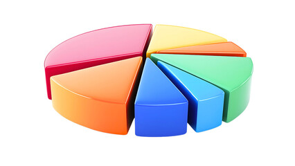 Obraz premium Colorful pie chart divided into seven parts showing statistical analysis or data visualization