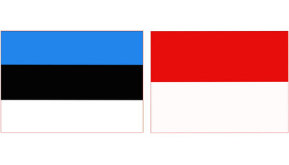 Estonia Official flag with Indonesia national flag, both countries flags in Horizontal shape and isolated on white background
Rectangular colorful design Flag with together.