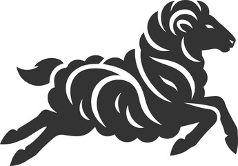 Black drawing silhouette of a sheep vector illustration