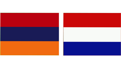 Armenia Official flag with Netherland national flag, both countries flags in Horizontal shape and isolated on white background
Rectangular colorful design Flag with together.