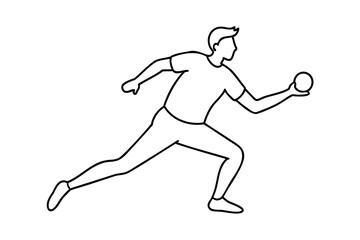 Line drawing of a man throwing a ball athletic sport