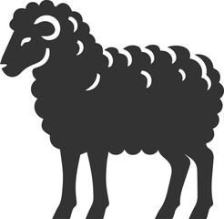 Black drawing silhouette of a sheep vector illustration