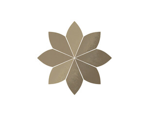 Stylized eightpetal flower with textured surface and subtle color variations