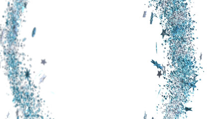 Beautiful festive background with blue and silver glitter stars. Perfect for holidays or celebrations.