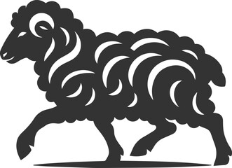 Black drawing silhouette of a sheep vector illustration