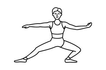 Woman in athletic wear performing a wide leg stance line drawing