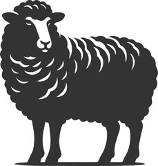 Black drawing silhouette of a sheep vector illustration