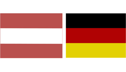Latvia Official flag with Germany national flag, both countries flags in Horizontal shape and isolated on white background
Rectangular colorful design Flag with together.