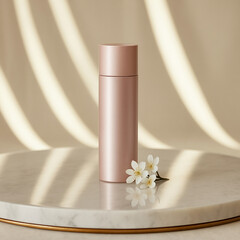 "Elegant Radiance: Minimalist Skincare in Rose Gold". the image generated by ai