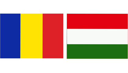Chad Official flag with Hungry national flag, both countries flags in Horizontal shape and isolated on white background
Rectangular colorful design Flag with together.