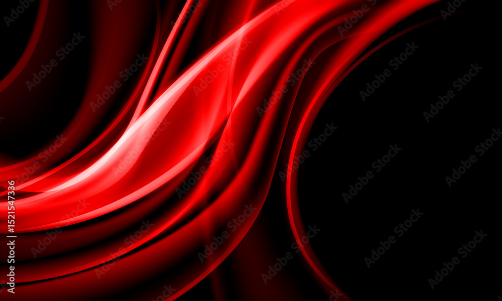 Wall mural abstract red tone wave curve glossy on black background vector
