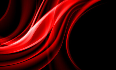 Abstract red tone wave curve glossy on black background vector