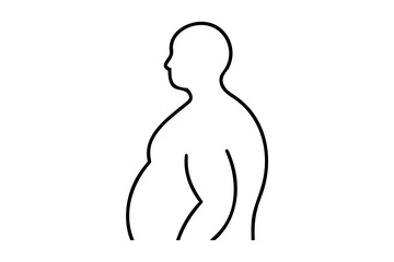 Line drawing of an overweight person side profile