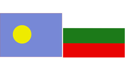 Palau Official flag with Bulgaria national flag, both countries flags in Horizontal shape and isolated on white background
Rectangular colorful design Flag with together.