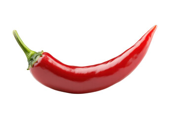 Red Chili Pepper: A vibrant, glossy red chili pepper curves elegantly, showcasing its rich color and smooth texture.