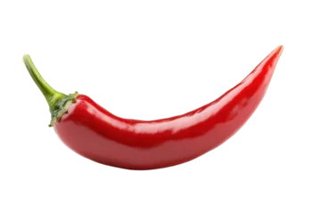 Red Chili Pepper: A vibrant, glossy red chili pepper curves elegantly, showcasing its rich color and smooth texture.