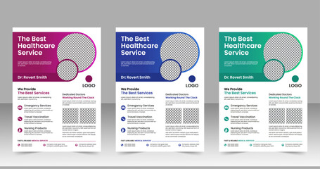 Medical healthcare flyer or poster design template, leaflets decoration for printing and presentation vector stylish editable design

