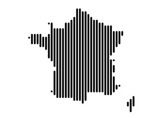 Vertical Lines Vector Map of France Small