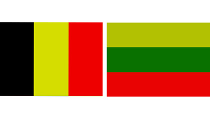 Belgium Official flag with Lithuania national flag, both countries flags in Horizontal shape and isolated on white background
Rectangular colorful design Flag with together.