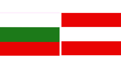 Bulgaria Official flag with Austria national flag, both countries flags in Horizontal shape and isolated on white background
Rectangular colorful design Flag with together.