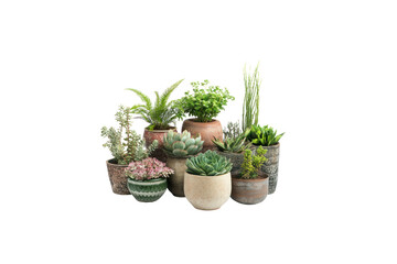 A Collection of Lush Planters: A vibrant display of various potted plants, showcasing an array of textures and forms. These botanical treasures bring the essence of nature indoors. 