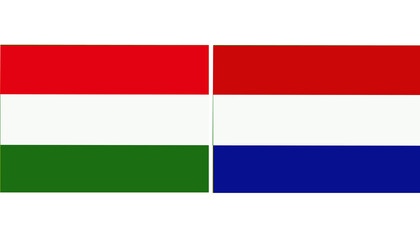 Hungry Official flag with Netherland national flag, both countries flags in Horizontal shape and isolated on white background
Rectangular colorful design Flag with together.