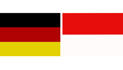 Germany Official flag with Indonesia national flag, both countries flags in Horizontal shape and isolated on white background
Rectangular colorful design Flag with together.